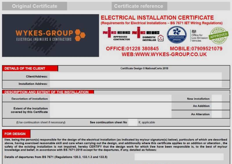 Commercial and Industrial Electrical Installation Certificates in Carlisle, Cumbria