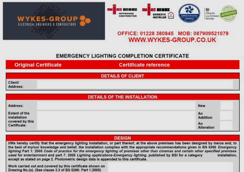 Emergency Lighting Certificates in Carlisle, Cumbria